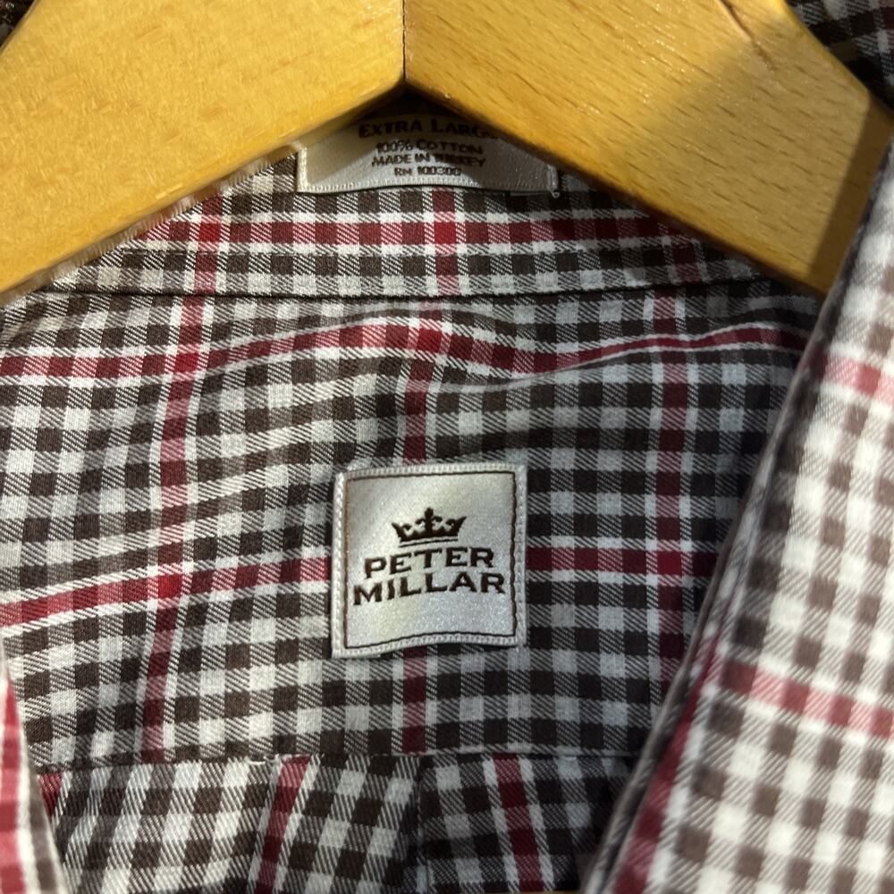 Peter Millar Long Sleeve Gingham Plaid Button‎ Shirt Mens XL Cotton Red Green - Picture 2 of 12